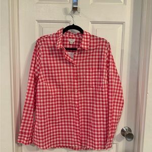 J. Crew Pink and White Gingham Button Down Shirt